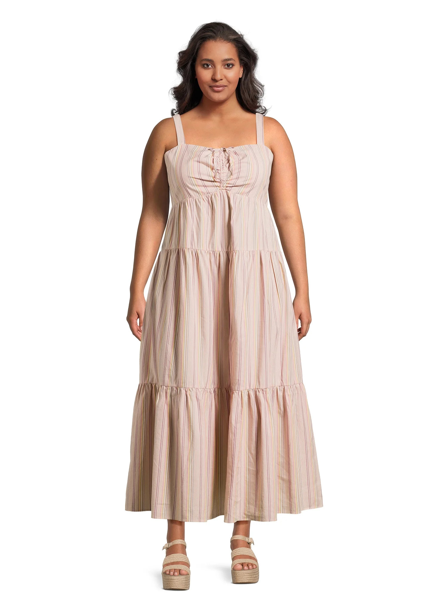 Terra & Sky Women's Plus Size Tie Bust Maxi Dress | Walmart (US)
