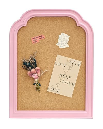 Cork Bulletin Board with Pink Frame, 13"*17" Pin Board for Home, Office, Bedroom, Dorm - Decorative Hanging Message Board for Notes, Photos, Vision Board(PK-3343) | Amazon (US)