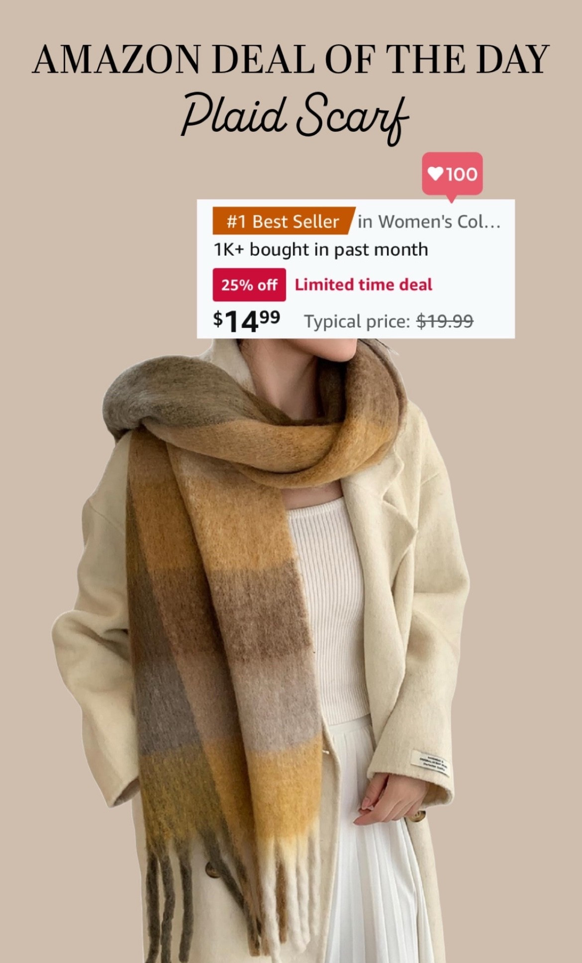 🚨 Amazon Deal of the Day: Warm Plaid Scarf!!!! 🚨

Soooo many fun colors and it looks so warm & cozy – perfect for our cold winters! ❄️🧣

#LTKSaleAlert #LTKStyleTip #LTKSeasonal