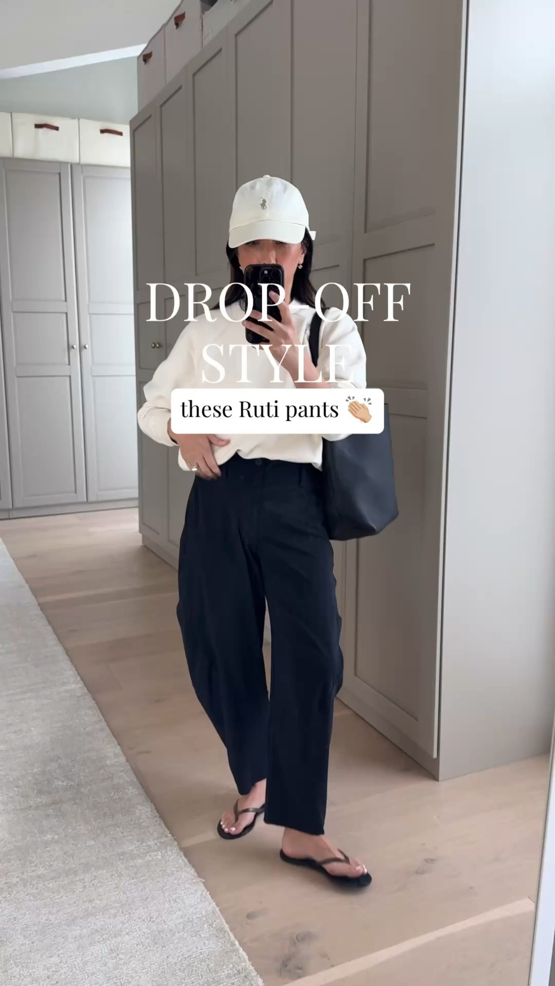 Easy drop off outfit idea. I’m obsessed with these Ruti wide ish pants. I find them more comfortable than the on the loose pull on pant. 

Everlane Tee medium
Mother sweatshirt, size small
Ruti wide ish pants petite 4
Black suede studio sandals, size 5
Quince bucket bag
Polo Ralph Lauren hat
Dorsey James necklace 15 inch
Electric Picks Bentley earrings

petite style, mom outfits, athleisure

#LTKmomlife #LTKootd #LTKPetite