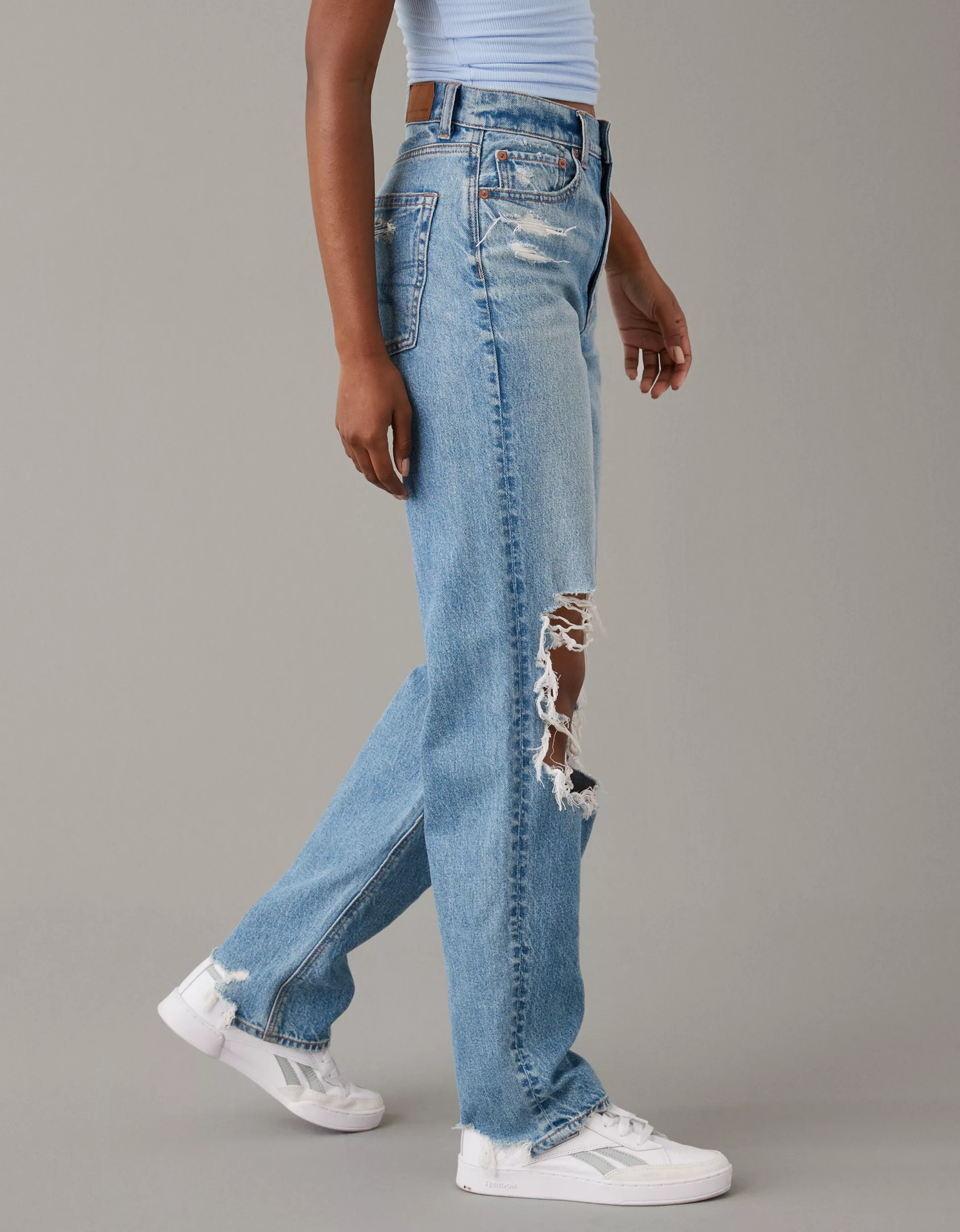 AE Strigid Ripped Highest Waist Baggy Straight Jean | American Eagle Outfitters (US & CA)