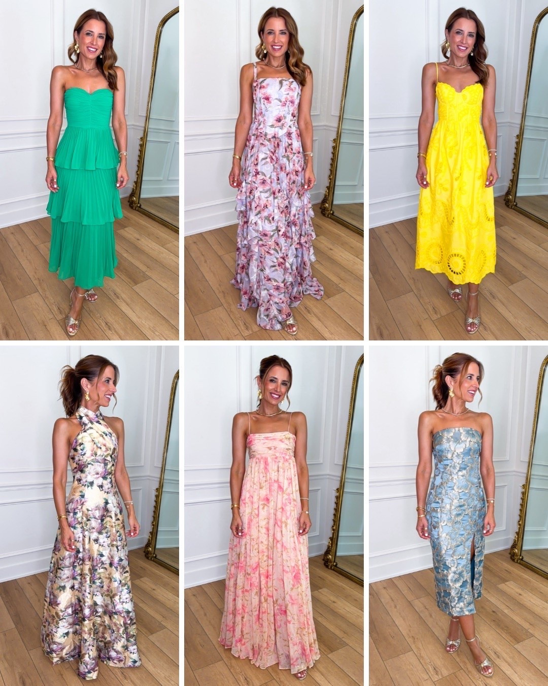 The prettiest cocktail dresses and black tie optional dresses for a summer wedding or fall wedding. Summer wedding guest dress. Fall wedding guest dress. Party dresses. Dinner dresses. Semi formal dresses. Garden wedding. Gold heels are TTS.
#1: XXS
#2: XXS - size up if you have larger bust because cups run small
#3: XS - size down if in-between sizes 
#4: XS - runs a little big so size down if in-between
#5: XS
#6: XS - size down if in-between

#LTKootd #LTKWedding #LTKTravel