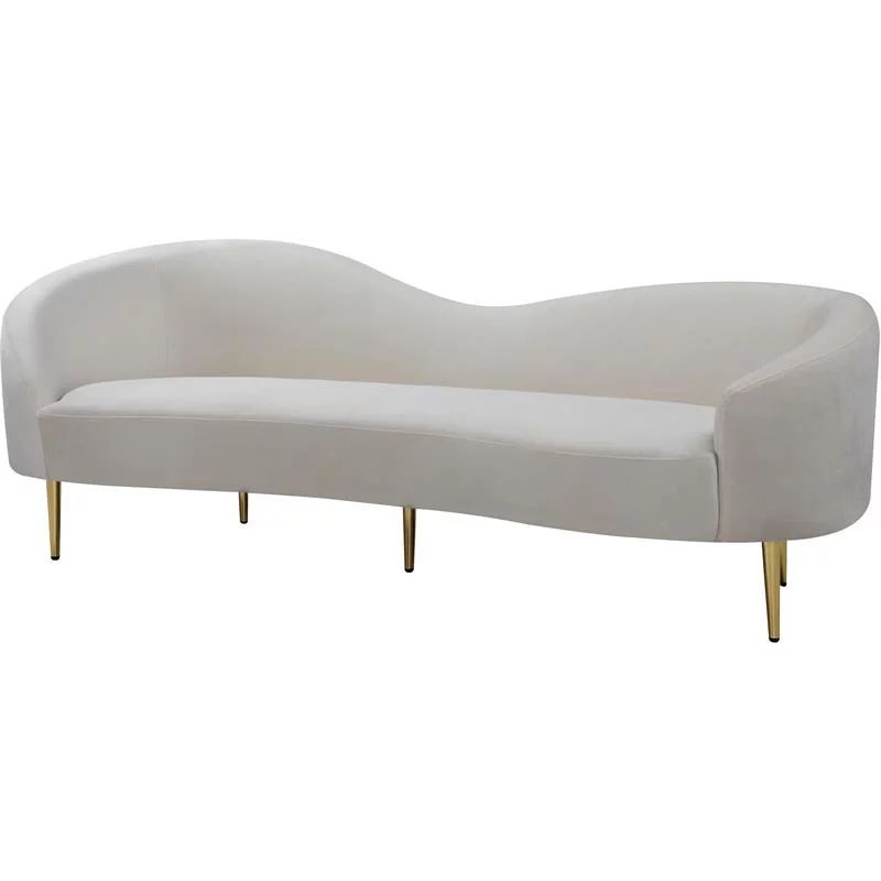 Meridian Furniture Ritz Contemporary Velvet Sofa in Cream | Walmart (US)