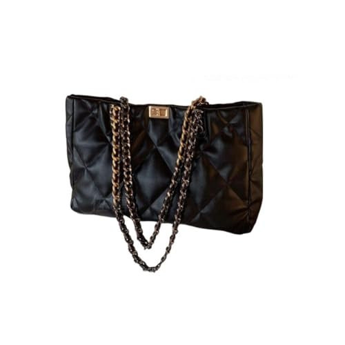 LOGUTIA 1pcs Black Shoulder Purse Black Handbags With Gold Chain Black Purse Crossbody Diamond Check Shoulder Bag Chain Diamond Check Shoulder Bag. | Amazon (US)