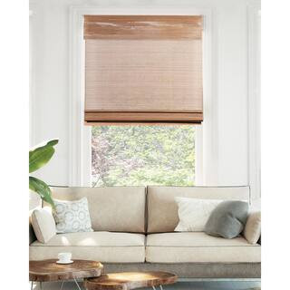 Light Filtering Cordless Natural Woven Bamboo Window Shade 36 in. W x 64 in. L - Acorn | The Home Depot