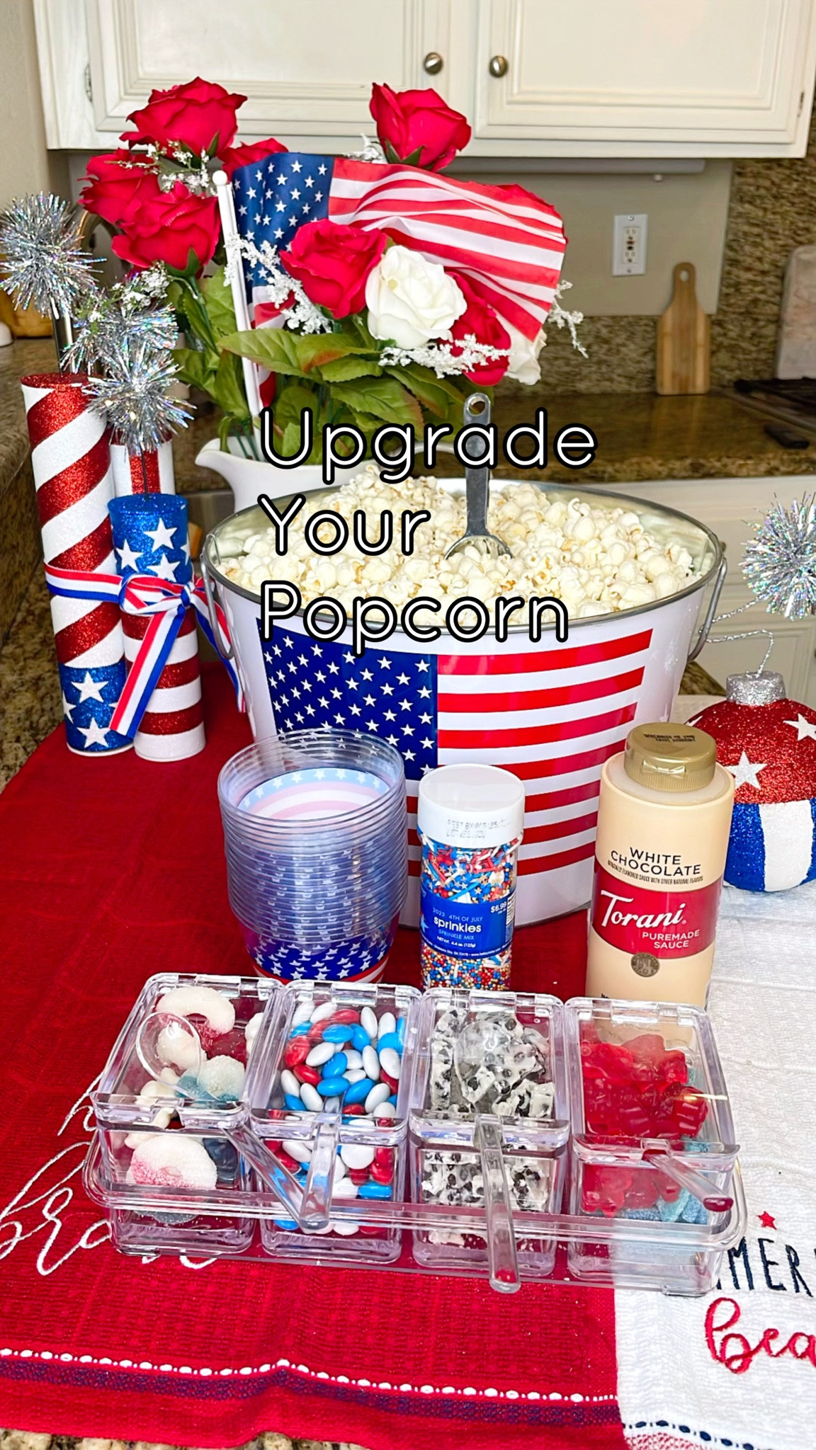 Upgrade your popcorn with candy, sprinkles and chocolate sauce and give it a patriotic twist. 

Patriotic, 4th of July, Memorial Day, seasonal, popcorn, dessert, patriotic recipes, summer entertaining ideas 

#LTKvlog #LTKSeasonal #LTKfoodie