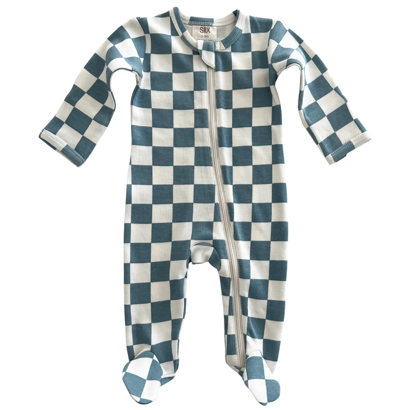 Blueberry Muffin Checkerboard / Organic Zip Footie | SpearmintLOVE