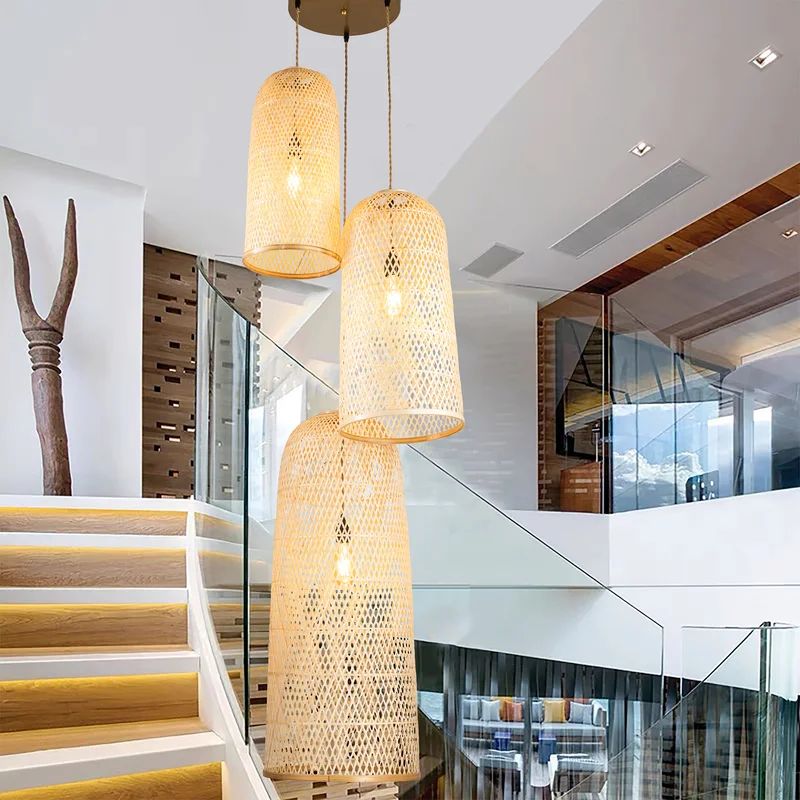 3- Lights Wicker Rattan Foyer Pendant Light | Wayfair North America