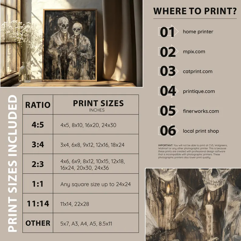 Skeleton Candle Painting, Spooky Gothic Halloween Wall Art, Vintage Haunted House Print, Dark Aca... | Etsy (US)