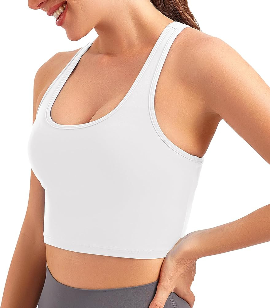 YeeFitta Womens Sports Bra - Padded Crop Workout Tank Top with Built in Bra | Amazon (US)