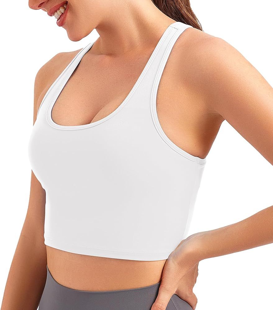 YeeFitta Womens Sports Bra - Padded Crop Workout Tank Top with Built in Bra | Amazon (US)