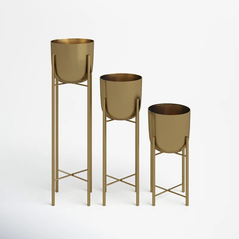 Metal Planters on Stands, For Indoor and Outdoor Use,  11 L x 11 W x 40 H Inches | Wayfair North America
