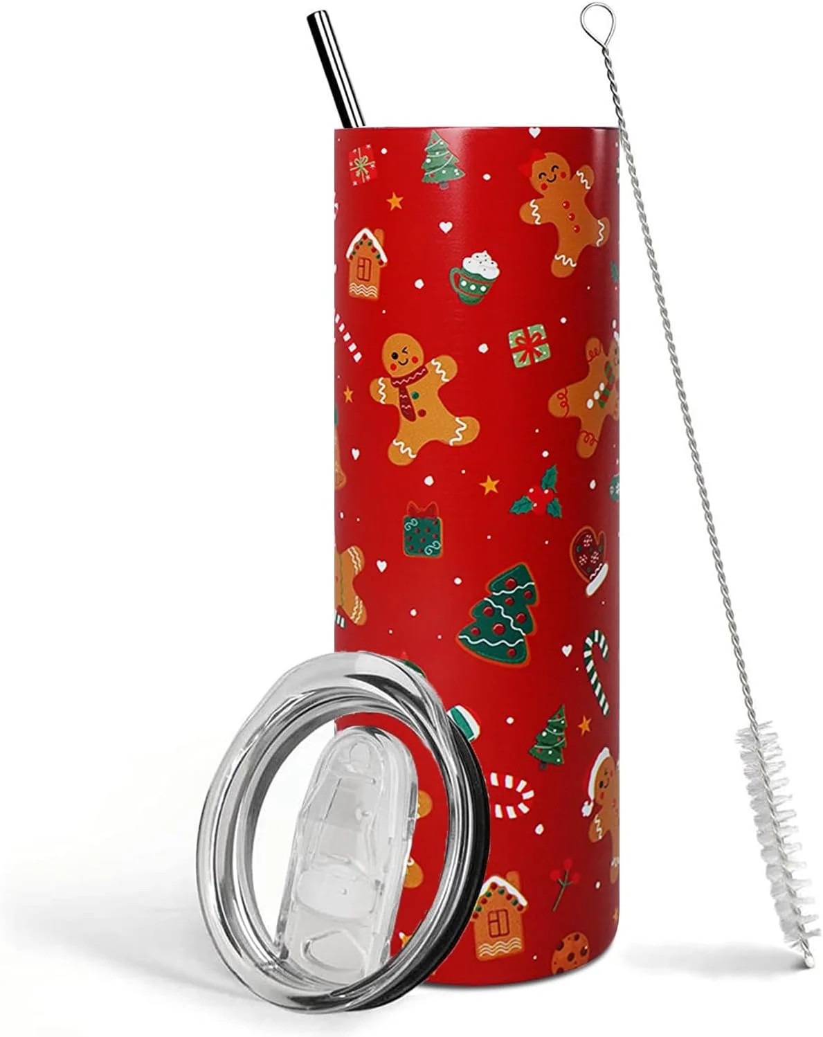 Christmas Gingerbread Man Holiday Skinny Tumbler with Lid and Straw Merry,20 ozChristmas Snowman ... | Walmart (US)