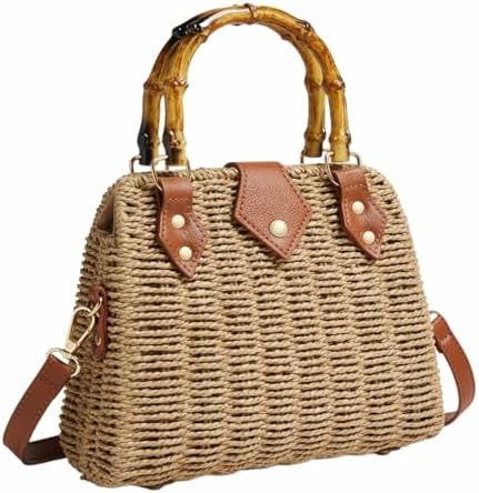 ZIDE Straw Crossbody for Women Woven Summer Beach Handmade Wicker Rattan Bamboo Joint Bag Boho Sa... | Amazon (US)