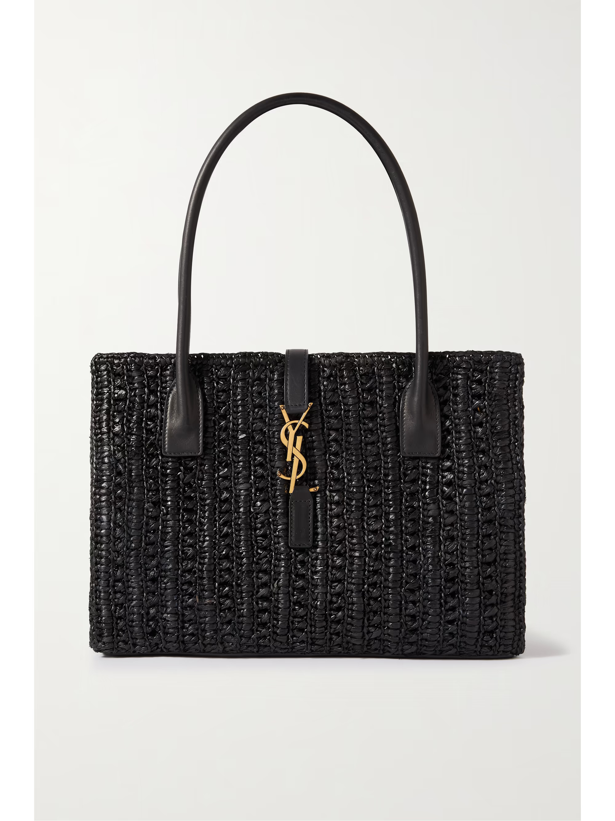 Panier leather-trimmed raffia tote | NET-A-PORTER (US)