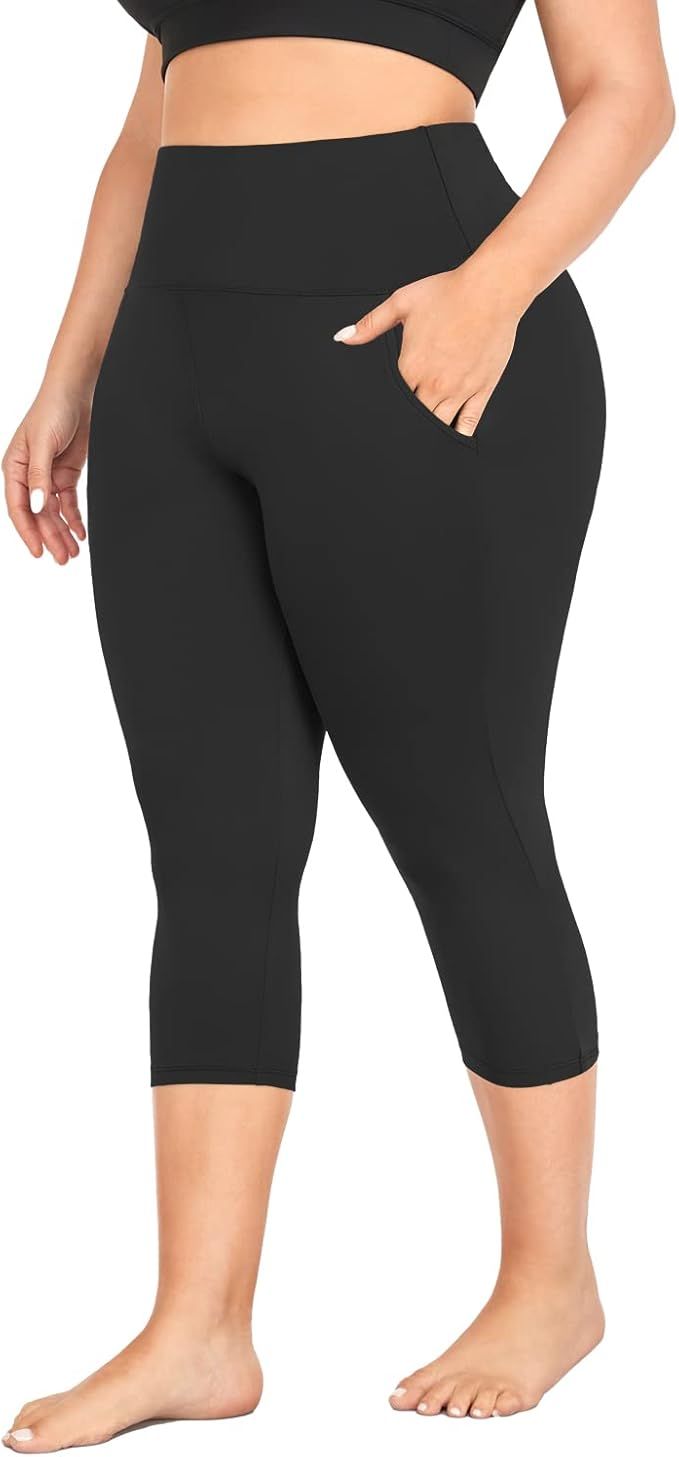 MOREFEEL Capri Plus Size Leggings for Women with Pockets-Stretchy XL-4XL Tummy Control High Waist... | Amazon (US)