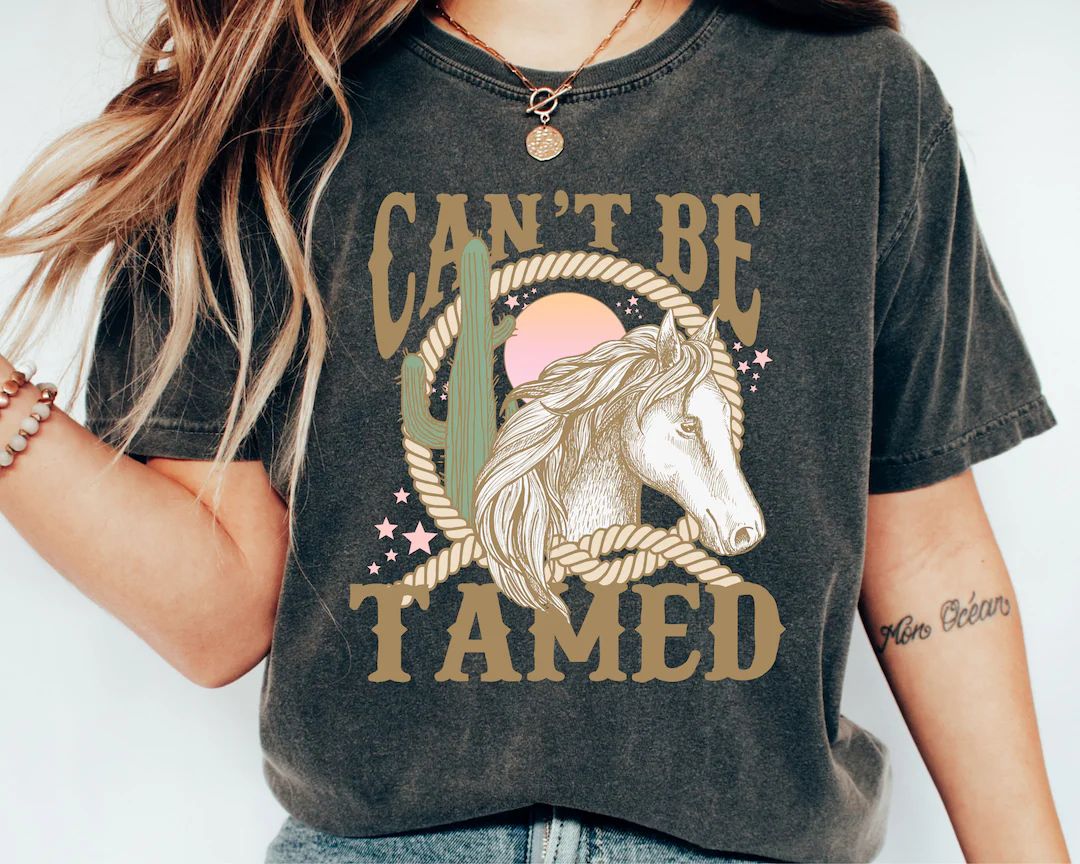 Can't Be Tamed Toddler Shirt, Retro Youth Shirt, Western Baby Tee, Cowgirl Gift, Horse Shirt, Cou... | Etsy (US)