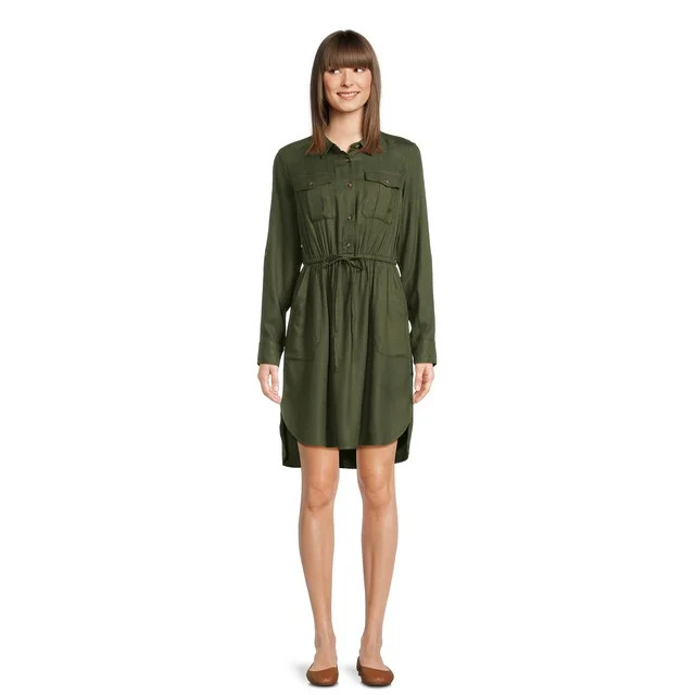 Time and Tru Women’s Utility Shirt Dress, Sizes XS-XXXL | Walmart (US)