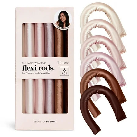 Kitsch Flexi Rods Heatless Hair Curler Satin Covered Curling Rod Rosewood 6pcs | Walmart (US)