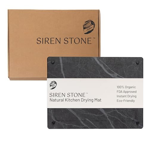 Siren Stone Natural Dish Drying Mat – Eco-Friendly, Rapid-Dry Technology | Modern Design | Non-Toxic | BPA-Free Kitchen Mat by Female-Founded USA Brand | Durable & Sustainable | Amazon (US)