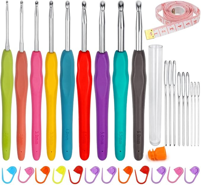 31PCS Crochet Hooks Set, including 9 PCS Aluminum Knitting Needles Kit Ergonomic Soft Grip Handle... | Amazon (CA)