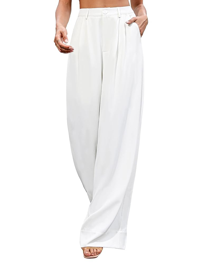 Women's High Waist Casual Wide Leg Palazzo Pants, Dress Pants for Women, Work Pants with Pockets ... | Amazon (US)