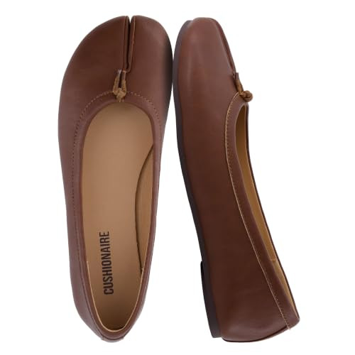 CUSHIONAIRE Maki Tabi Flats for Women, Split Toe Ballet Flats with Flexible Sole and Cushioned Footbed, BROWN 11 | Amazon (US)