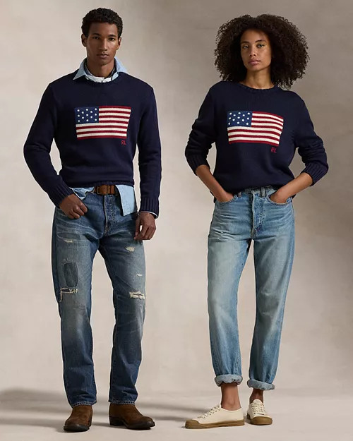 Cotton American Flag Regular Fit Crewneck Sweater | Bloomingdale's (US)