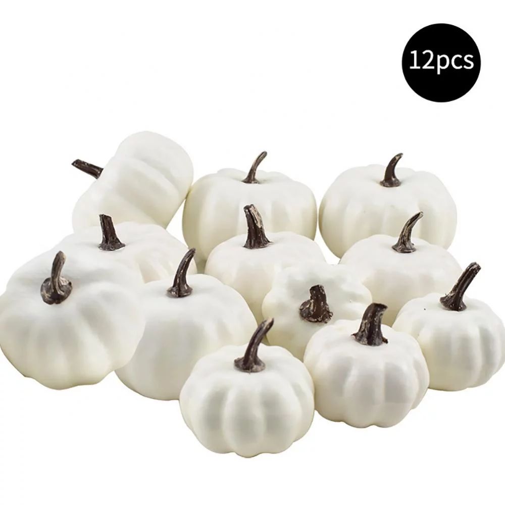 12 Pack Artificial Assorted Pumpkins, Mini Fake Pumpkins Artificial Vegetables for Halloween,Harv... | Walmart (US)