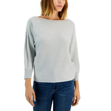 Tommy Hilfiger Womens Boat-Neck Cotton Sweater Pearl Heather Grey 2XL | Walmart (US)