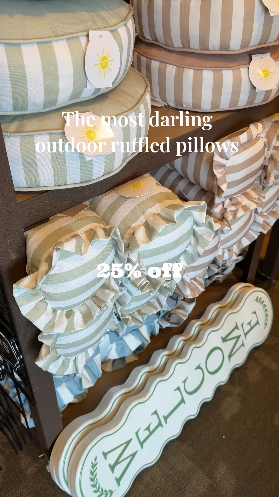 Outdoor pillows 
Striped pillows 
Ruffled pillows 
Spring sale 
Taupe pillow 
Sage green pillow 
Outdoor decor 

#LTKHome #LTKSaleAlert #LTKSpringSale