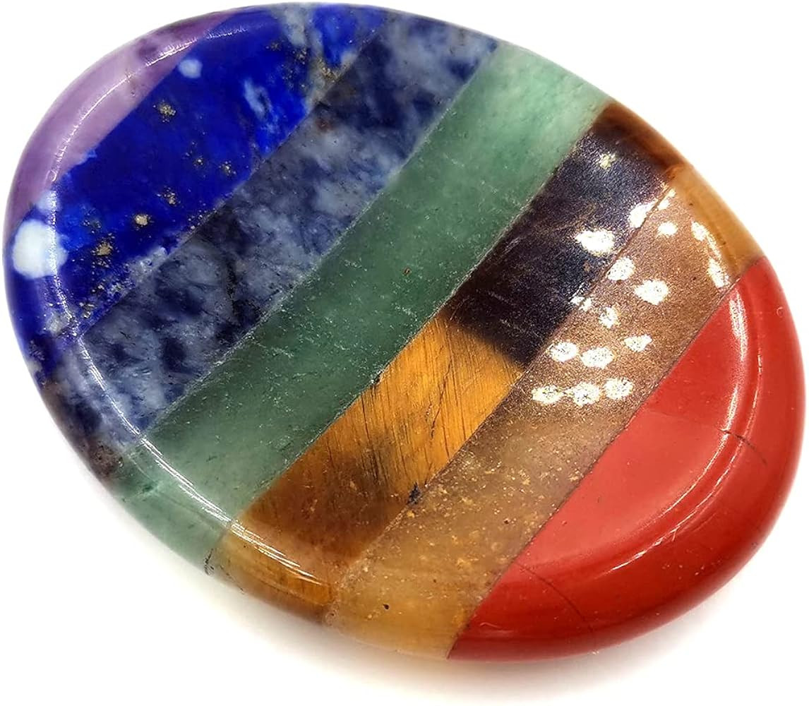 SHARKOOO Thumb Worry Stone for Anxiety, 7 Chakra Crystals Healing Stones, Oval Chakra Worry Stone... | Amazon (US)