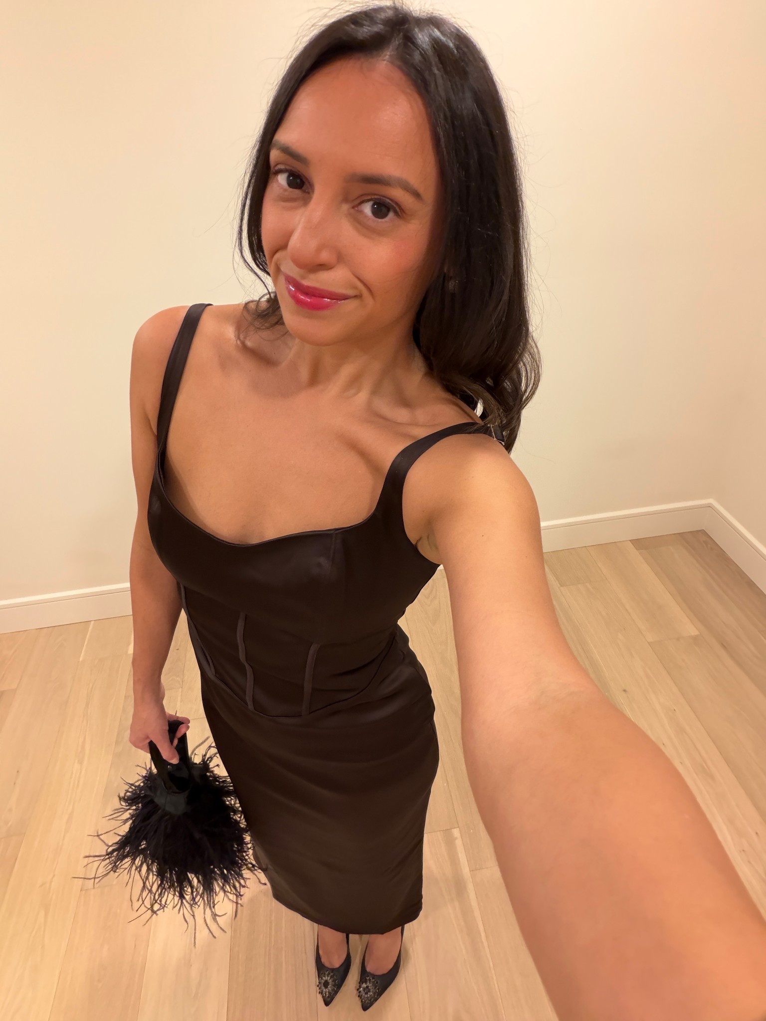 Cocktail party dress. This dress is so pretty and perf for an upcoming holiday party, wedding or cocktail party! 

My exact dress is linked. I’m Wearing a size small in the dark coffee color  