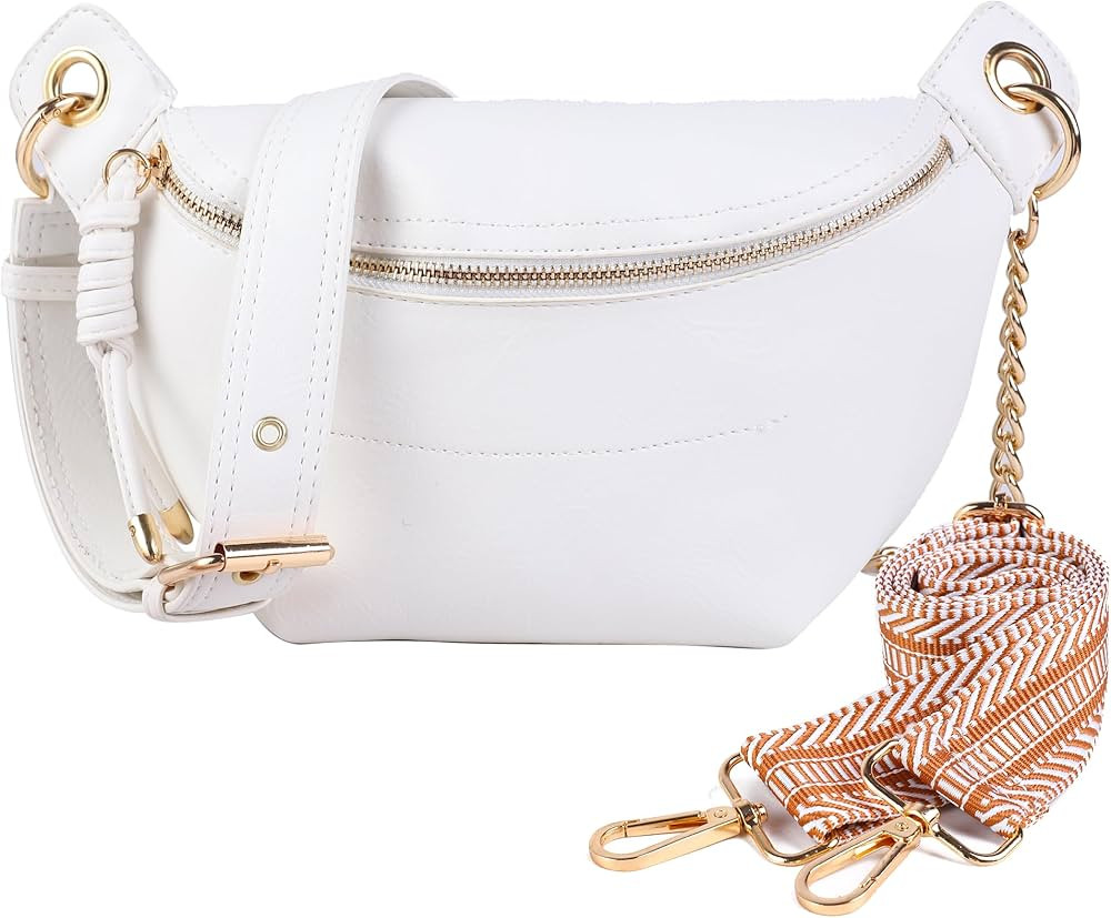 Fanny Packs Waist Bag for Women-Fashion Crossbody Bags Chest Purses Belt Bag with 2 Adjustable St... | Amazon (US)