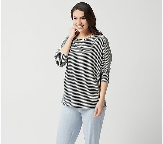 AnyBody Cozy Knit Striped Dolman Sleeve Top | QVC