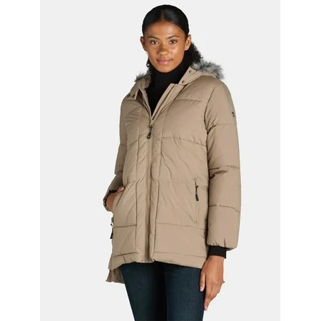 Big Chill Women s and Women s Plus Wide Quilted Puffer Coat with Faux Fur Trim Hood Sizes S-3X | Walmart (US)