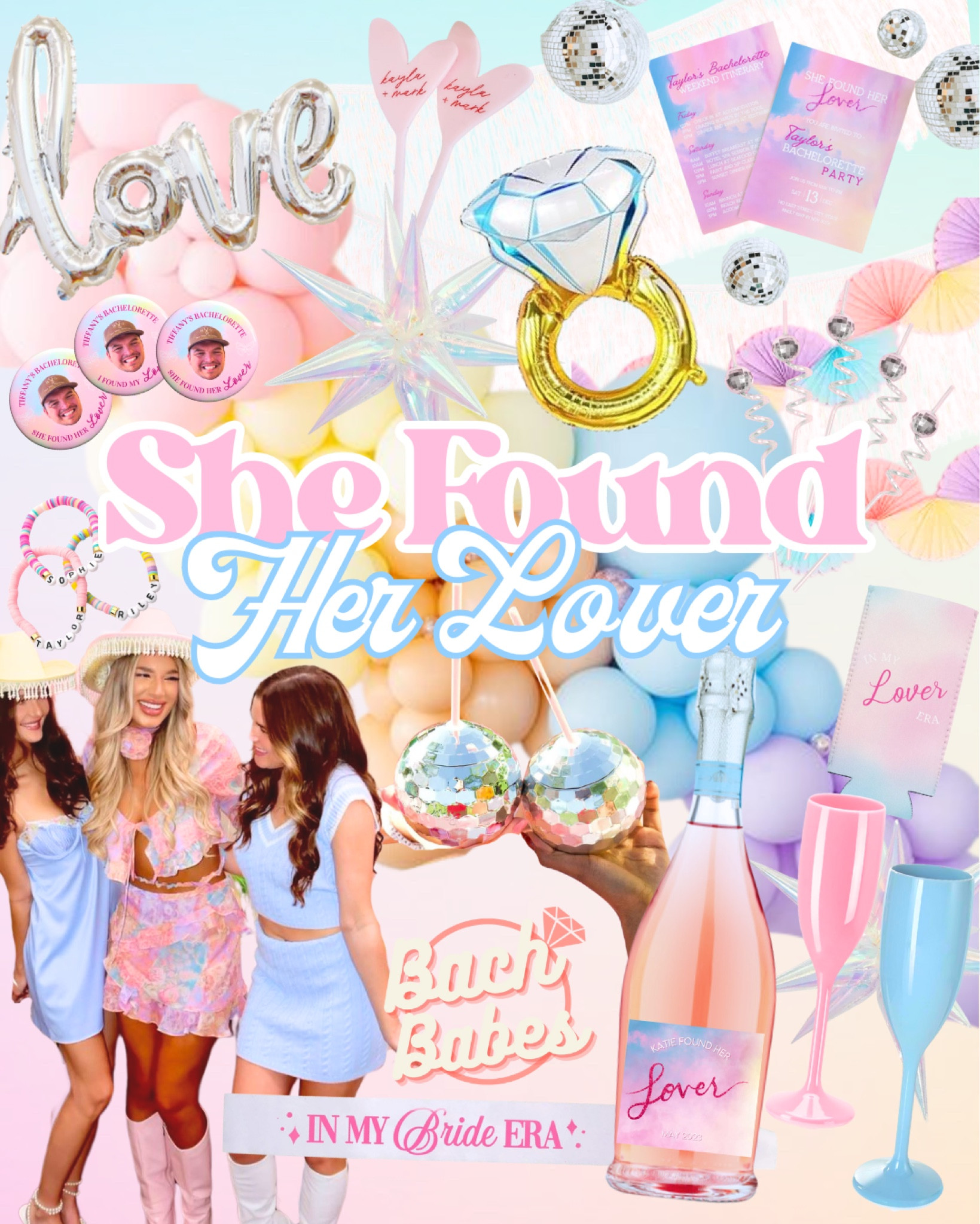 She Found Her Lover🫧🌸🦋 
Bachelorette Party Inspo!

She Found Her Lover, taylor swift, lover era, eras tour, swiftie, bachelorette party, bach party, bach babes, bachelorette party outfit, outfit inspo, lover era outfit, lover dresses, decor