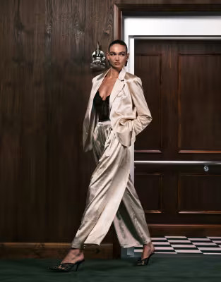 ASOS DESIGN tailored unstructured palazzo trousers co-ord in oyster  | ASOS | ASOS (Global)