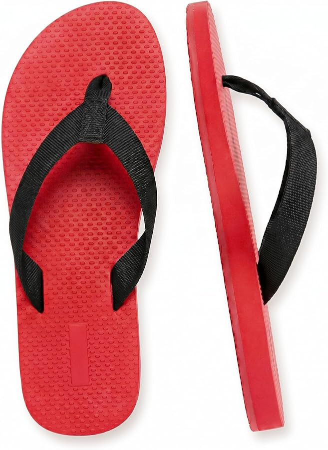 Red Rubber Thong Sandals for Women Beach Flip Flops Casual Comfortable Slip On Flat Sandals Ladie... | Amazon (US)