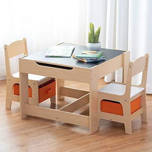 Costzon Kids Table and Chair Set, 3 in 1 Wooden Activity Table for Toddlers Arts, Crafts, Drawing... | Amazon (US)