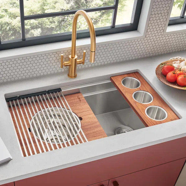 Ruvati 39-inch Workstation Dual Tier Kitchen Sink Undermount 16 Gauge Stainless Steel | Wayfair North America