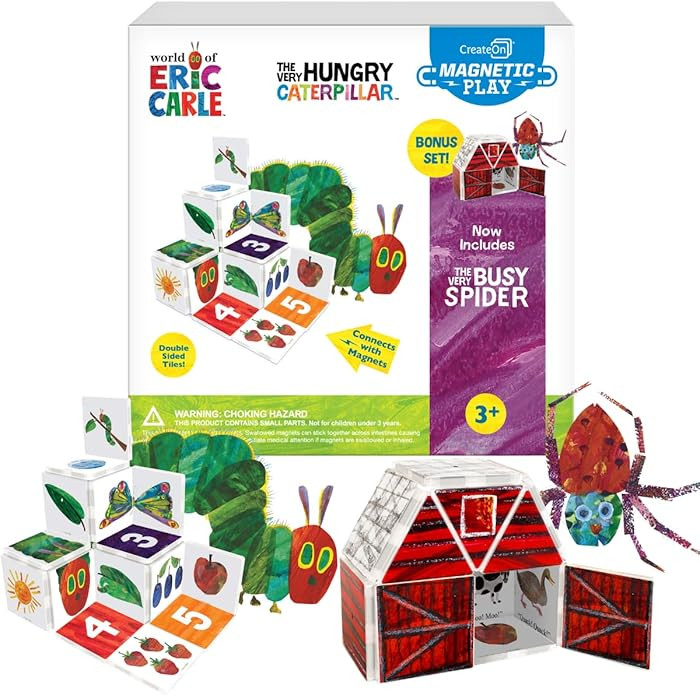 CreateOn Eric Carle The Very Hungry Caterpillar & Bonus Very Busy Spider Playset, Magnetic Buildi... | Amazon (US)