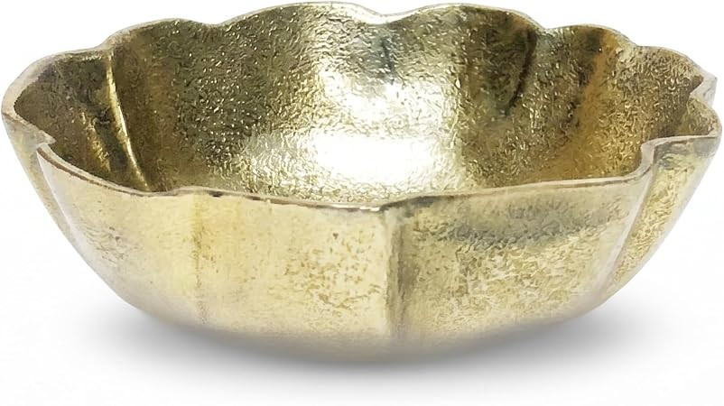 Elanze Designs 9-Inch Antique Gold Ruffle Bowl, Decorative Textured Metal Fluted Serving Dish, El... | Amazon (US)