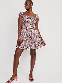 Waist-Defined Floral Mini Dress for Women | Old Navy (US)