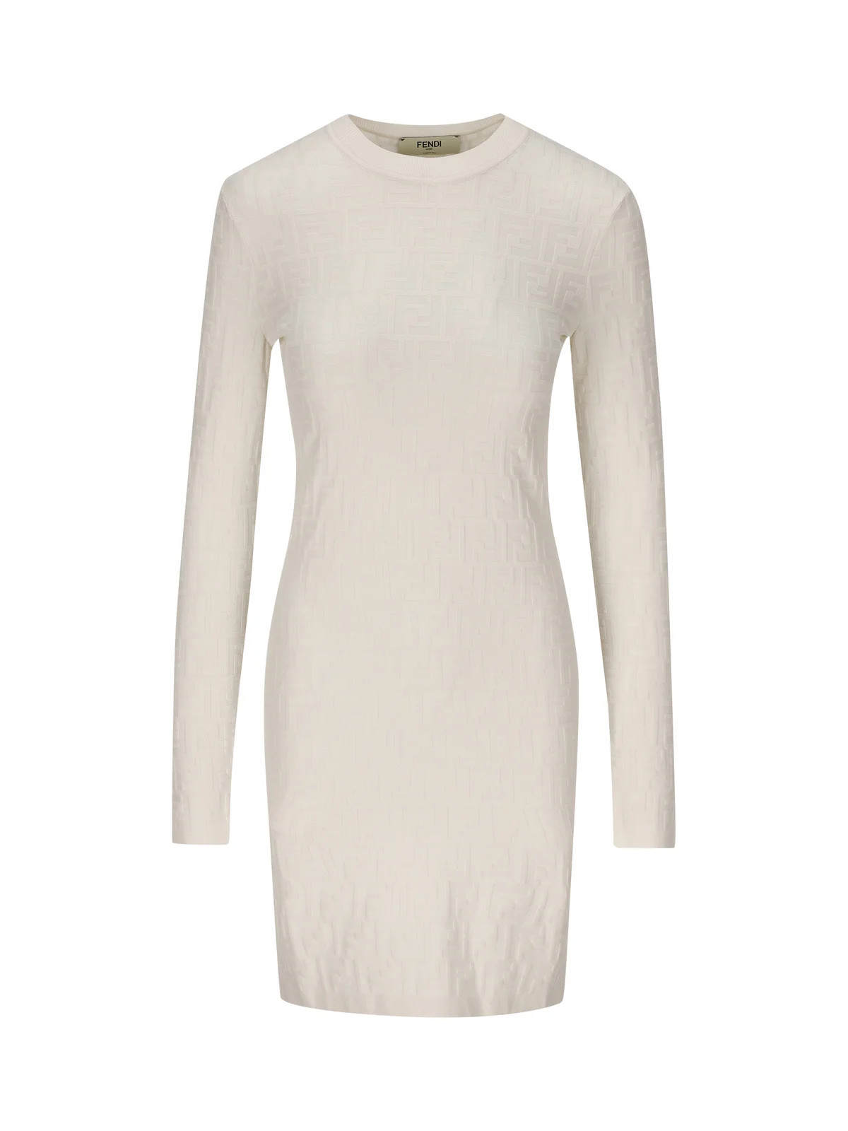 Fendi All-Over FF Embossed Crewneck Mini Dress | Cettire Global
