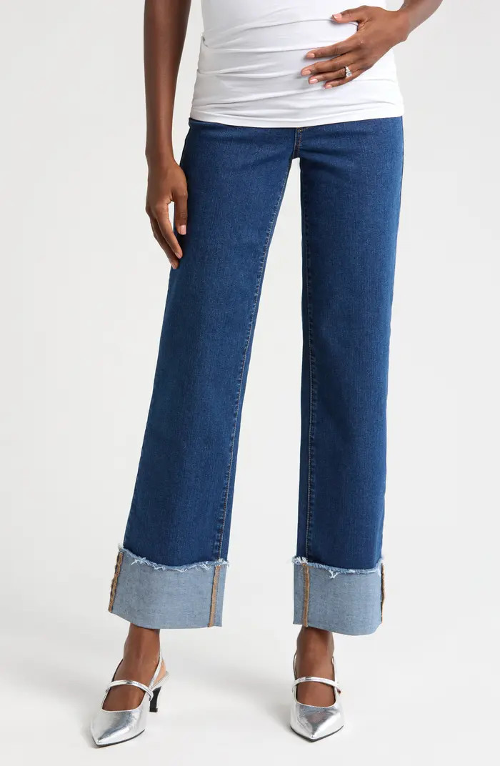 Over the Bump Cuffed Straight Leg Maternity Jeans | Nordstrom