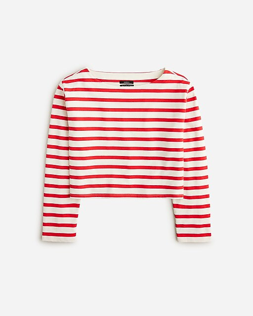 Cropped boatneck T-shirt in mariner cotton | J. Crew US