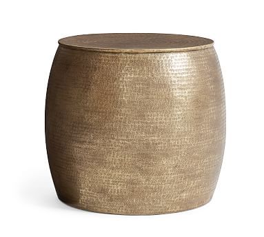 Bermuda Indoor/Outdoor Hammered Brass Side Table | Pottery Barn | Pottery Barn (US)