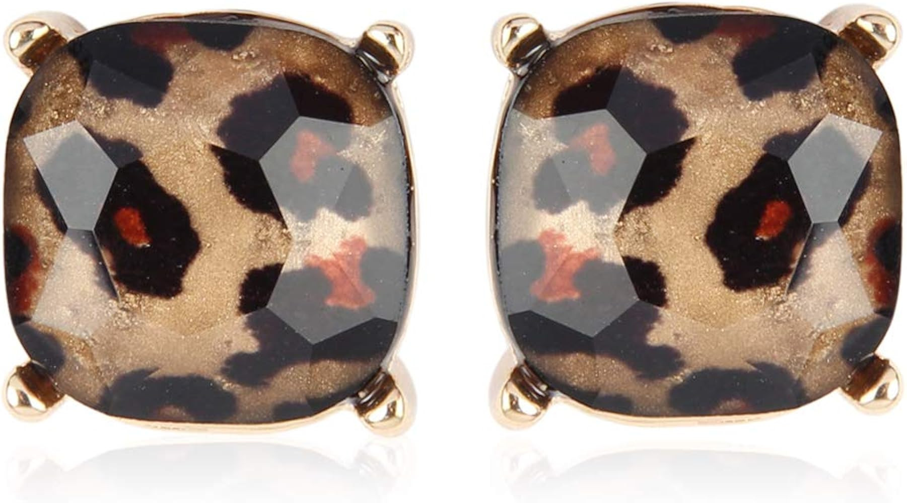Faceted Jewel Statement Stud Earrings - Square Cushion Cut Sparkly Sequin Confetti Glitter, Opale... | Amazon (US)