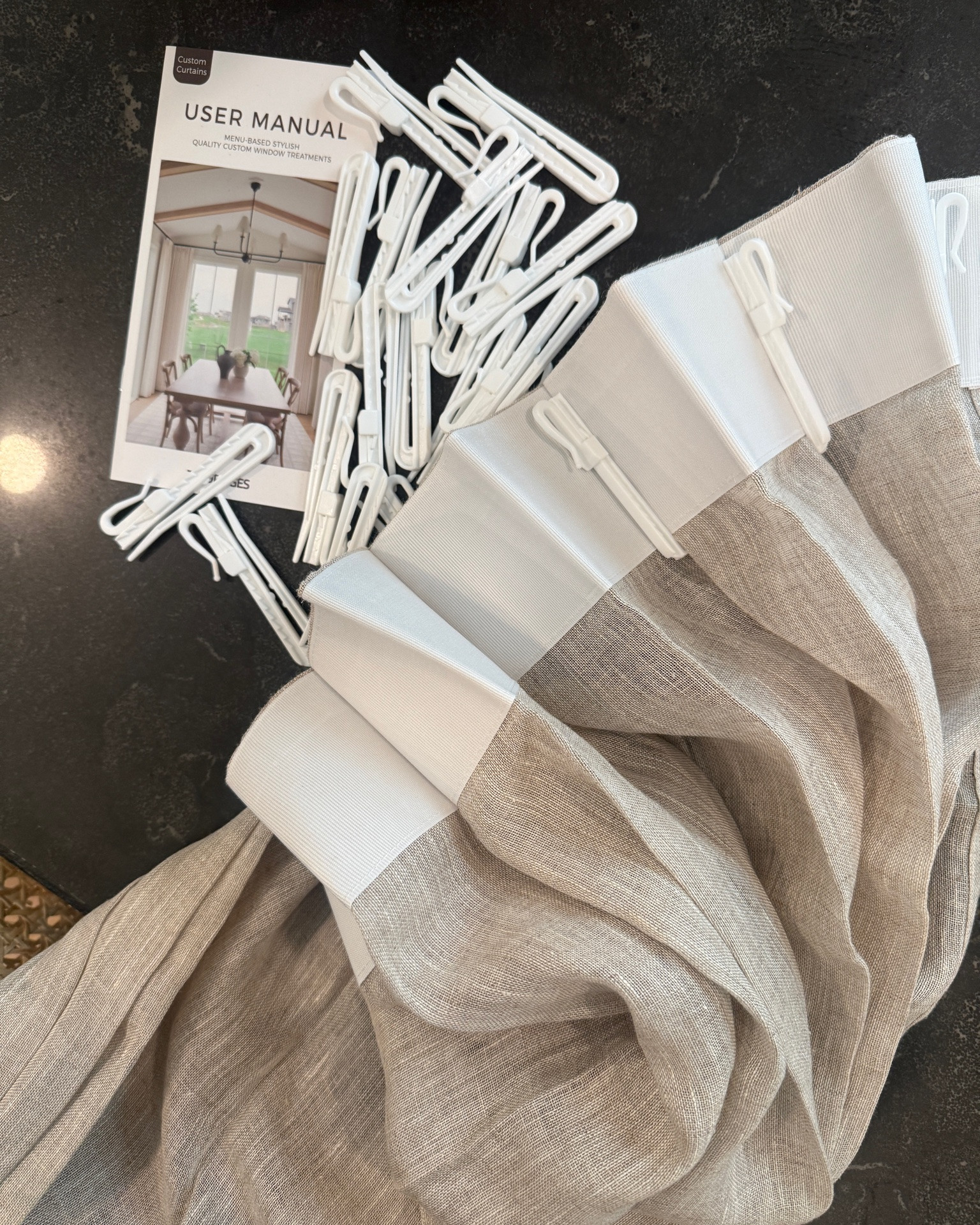 Custom Sheer Linen Curtains + Rods/Rings in my Dining Room + Living Room (color: beige, pinch pleat style)

#LTKHome